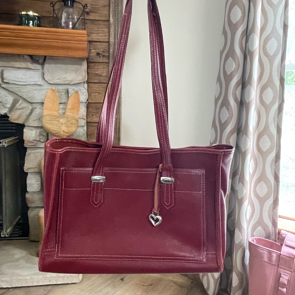Brighton Deep Red Leather Tote